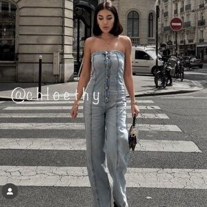 Zara TRF STRAPLESS DENIM JUMPSUIT